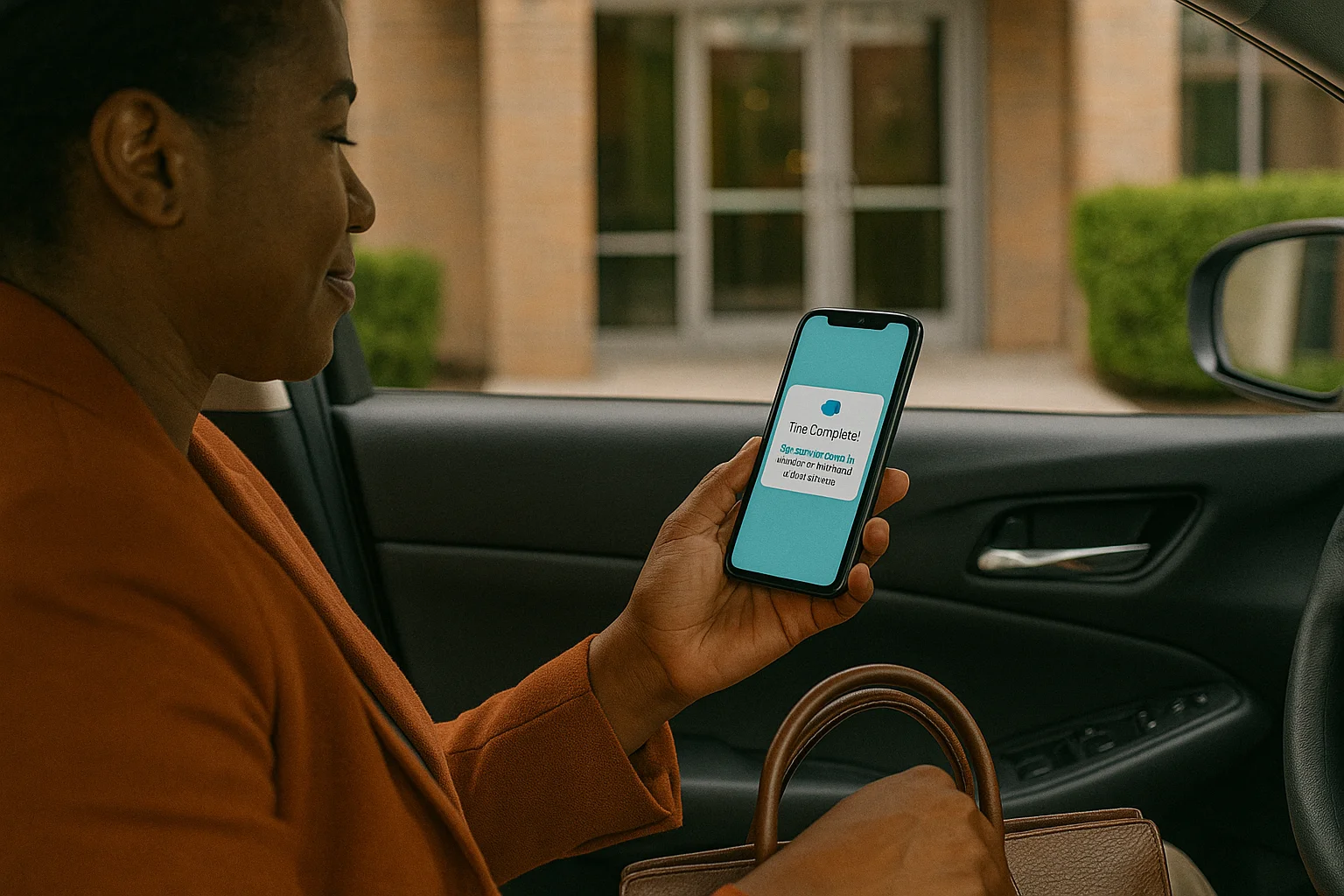 A smartphone screen showing a 'Trip Complete' notification and a clear, itemized WaMi receipt.